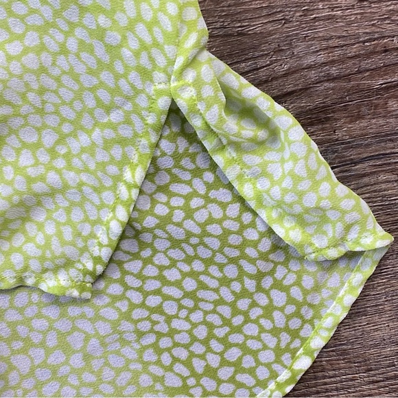 Lane Bryant Shirt Women 22 Kelly Green Animal Print Sheer Button Front Career - Picture 6 of 10